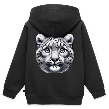 Snow Leopard Leopard White Leopard - Kids Premium Organic Zip-up Hoodie - black - Back - AI Model Kid Male (0cm)