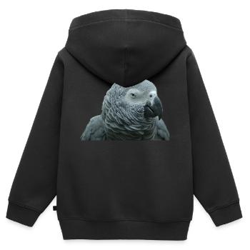 Graupapagei Porträt - Kinder Premium Organic Zip Hoodie - Schwarz - Hinten - AI Model Kid Male (0cm)