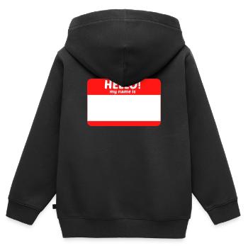 Bonjour mon nom est ... - Sweat Premium à capuche zippé enfant bio - noir - Dos - AI Model Kid Male (0cm)