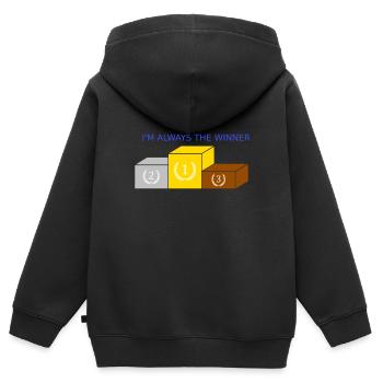 gagnant - Sweat Premium à capuche zippé enfant bio - noir - Dos - AI Model Kid Male (0cm)
