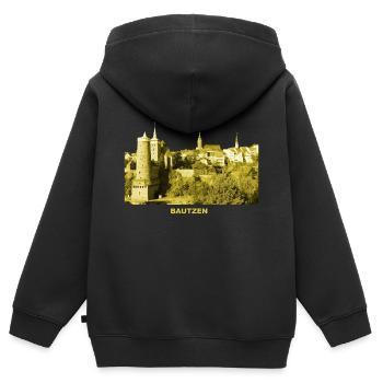 Bautzen Haute Lusace Saxe Spree Art de l'eau - Sweat Premium à capuche zippé enfant bio - noir - Dos - AI Model Kid Male (0cm)