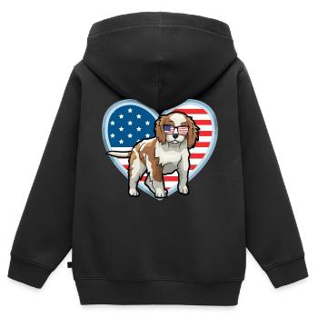 Cavalier King Charles Spaniel - Kinder Premium Organic Zip Hoodie - Schwarz - Hinten - AI Model Kid Male (0cm)