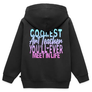 Le professeur d’art le plus cool - Sweat Premium à capuche zippé enfant bio - noir - Dos - AI Model Kid Male (0cm)