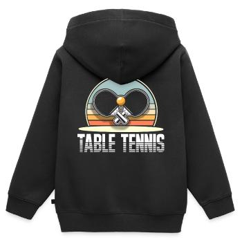 Tischtennis - Kinder Premium Organic Zip Hoodie - Schwarz - Hinten - AI Model Kid Male (0cm)