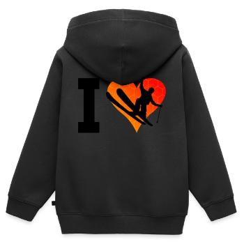 Ski Freestyle Freestyle Ski Slopestyle Herren - Kinder Premium Organic Zip Hoodie - Schwarz - Hinten - AI Model Kid Male (0cm)