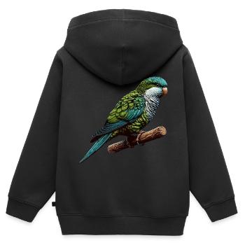 Quäker Papagei Mönch Sittich - Kinder Premium Organic Zip Hoodie - Schwarz - Hinten - AI Model Kid Male (0cm)