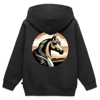 Arabische Pferdekunst - Kinder Premium Organic Zip Hoodie - Schwarz - Hinten - AI Model Kid Male (0cm)