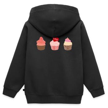 Cupcakes - Sweat Premium à capuche zippé enfant bio - noir - Dos - AI Model Kid Male (0cm)