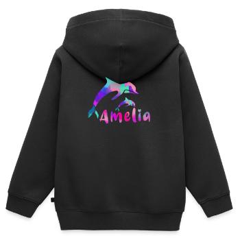 amelia ,define, colorful,name, painting - Kids Premium Organic Zip-up Hoodie - black - Back - AI Model Kid Male (0cm)