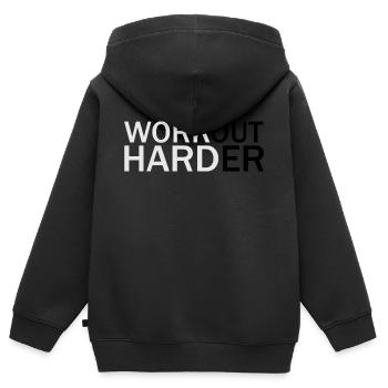 Work hard - Kids Premium Organic Zip-up Hoodie - black - Back - AI Model Kid Male (0cm)
