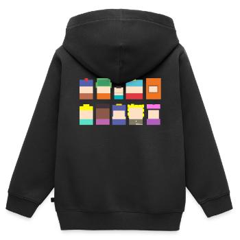 Ein Park im Süden Cartoon Charaktere - Kinder Premium Organic Zip Hoodie - Schwarz - Hinten - AI Model Kid Male (0cm)
