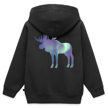 Aurores boréales - Sweat Premium à capuche zippé enfant bio - noir - Dos - AI Model Kid Male (0cm)