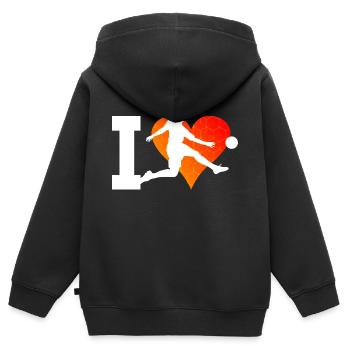 Fussballspielen Fussballer Fussballspieler - Kinder Premium Organic Zip Hoodie - Schwarz - Hinten - AI Model Kid Male (0cm)