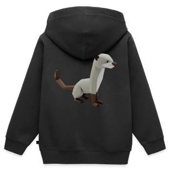 Furets polygonaux - Sweat Premium à capuche zippé enfant bio - noir - Dos - AI Model Kid Male (0cm)