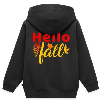 Automne Bonjour Automne - Sweat Premium à capuche zippé enfant bio - noir - Dos - AI Model Kid Male (0cm)