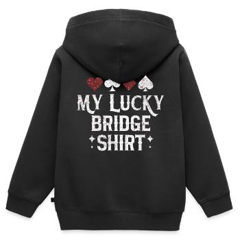 Bridge Kartenspiel Geschenk - Kinder Premium Organic Zip Hoodie - Schwarz - Hinten - AI Model Kid Male (0cm)