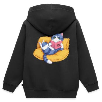 Evil Cat - Kids Premium Organic Zip-up Hoodie - black - Back - AI Model Kid Male (0cm)