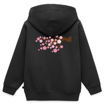 detaillierte Kirschblüte auf einem Ast - Kinder Premium Organic Zip Hoodie - Schwarz - Hinten - AI Model Kid Male (0cm)