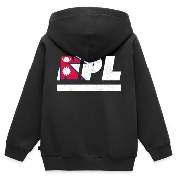 Népal drapeau drapeau NPL - Sweat Premium à capuche zippé enfant bio - noir - Dos - AI Model Kid Male (0cm)