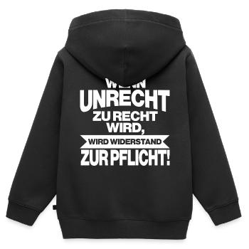 Wenn Unrecht Recht ist wird Widerstand zur Pflicht - Kinder Premium Organic Zip Hoodie - Schwarz - Hinten - AI Model Kid Male (0cm)
