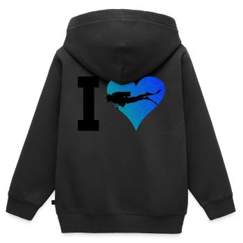Hommes Scuba Diver Diver Scuba Divers - Sweat Premium à capuche zippé enfant bio - noir - Dos - AI Model Kid Male (0cm)
