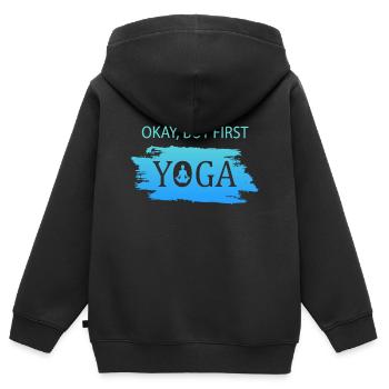 Okay but first Yoga - Kinder Premium Organic Zip Hoodie - Schwarz - Hinten - AI Model Kid Male (0cm)