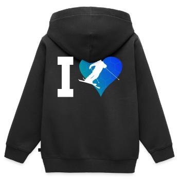 Damen Ski Freestyle Ski Jumping Slopestyle - Kinder Premium Organic Zip Hoodie - Schwarz - Hinten - AI Model Kid Male (0cm)