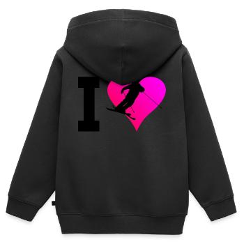 Herren Slopestyle Ski Freestyle Ski Jumping - Kinder Premium Organic Zip Hoodie - Schwarz - Hinten - AI Model Kid Male (0cm)