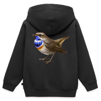 Oiseau gorge bleue - Sweat Premium à capuche zippé enfant bio - noir - Dos - AI Model Kid Male (0cm)