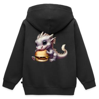 Cheeseburger Dragon - Sweat Premium à capuche zippé enfant bio - noir - Dos - AI Model Kid Male (0cm)