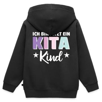 Je suis maintenant un enfant de la garderie 2025 Kita Start - Sweat Premium à capuche zippé enfant bio - noir - Dos - AI Model Kid Male (0cm)