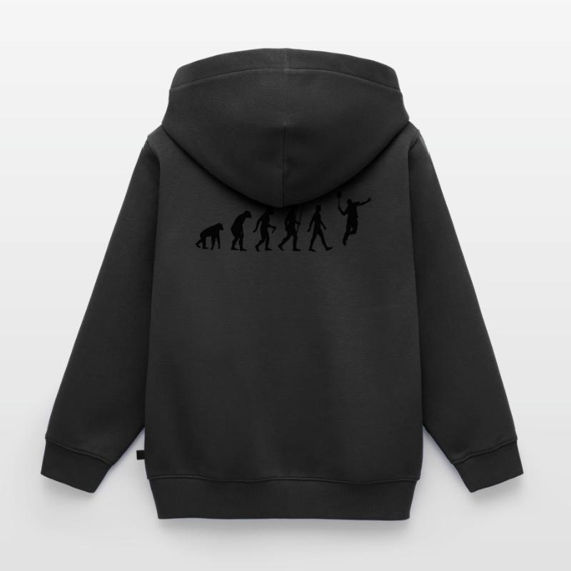 Evolution - badminton, badminton, human, monkey Kids Premium Organic Zip-up Hoodie