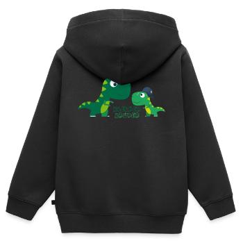 Kleiner Bruder Dino - Kinder Premium Organic Zip Hoodie - Schwarz - Hinten - AI Model Kid Male (0cm)
