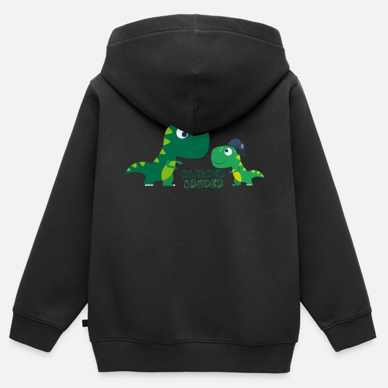 Petit frère Dino - Sweat Premium à capuche zippé enfant bio - noir