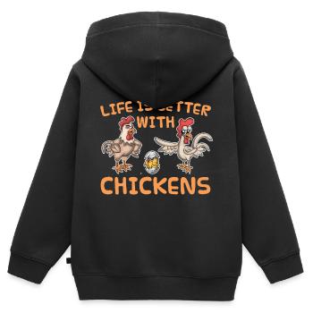 Huhn Hühner - Kinder Premium Organic Zip Hoodie - Schwarz - Hinten - AI Model Kid Male (0cm)