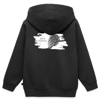 i hate people - Kinder Premium Organic Zip Hoodie - Schwarz - Hinten - AI Model Kid Male (0cm)