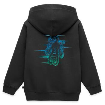 Pieuvre - Sweat Premium à capuche zippé enfant bio - noir - Dos - AI Model Kid Male (0cm)