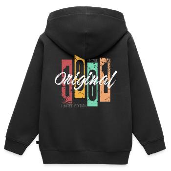 1961 Vintage Retro Anniversaire - Sweat Premium à capuche zippé enfant bio - noir - Dos - AI Model Kid Male (0cm)