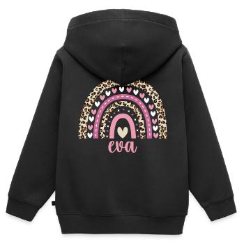 Eva Regenbogen Name Geburtstag Eva - Kinder Premium Organic Zip Hoodie - Schwarz - Hinten - AI Model Kid Male (0cm)