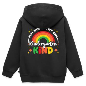 ich bin jetzt ein Kindergartenkind Kindergarten - Kinder Premium Organic Zip Hoodie - Schwarz - Hinten - AI Model Kid Male (0cm)