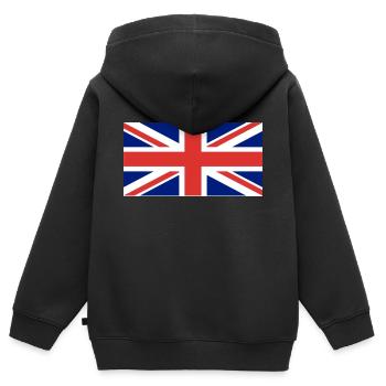 UK flag - Kids Premium Organic Zip-up Hoodie - black - Back - AI Model Kid Male (0cm)