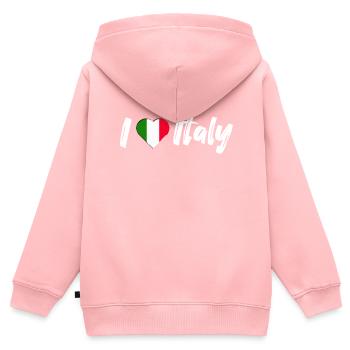 I love Italy Italien Spruch mit Herz Urlaub - Kinder Premium Organic Zip Hoodie - Rosa - Hinten - AI Model Kid Female (0cm)