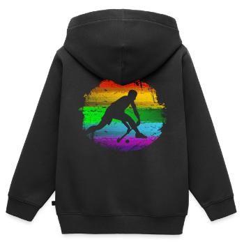 Hockey - Kinder Premium Organic Zip Hoodie - Schwarz - Hinten - AI Model Kid Male (0cm)