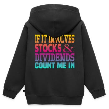 Dividende sur les actions - Sweat Premium à capuche zippé enfant bio - noir - Dos - AI Model Kid Male (0cm)