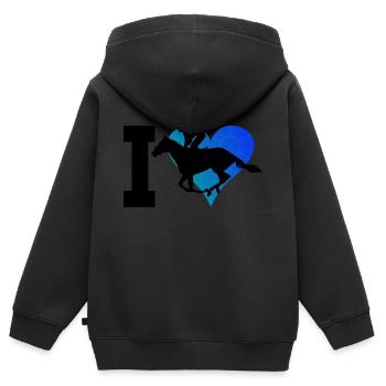Concours de saut d'obstacles équestre pour dames - Sweat Premium à capuche zippé enfant bio - noir - Dos - AI Model Kid Male (0cm)