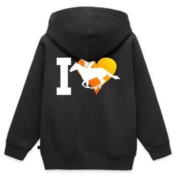 Équitation Saut d'obstacles Équitation Équitation Équitation - Sweat Premium à capuche zippé enfant bio - noir - Dos - AI Model Kid Male (0cm)