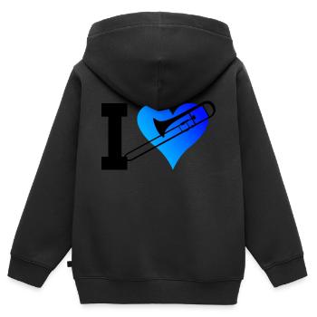 Brass Instrument Trombonists Brass Band - Sweat Premium à capuche zippé enfant bio - noir - Dos - AI Model Kid Male (0cm)