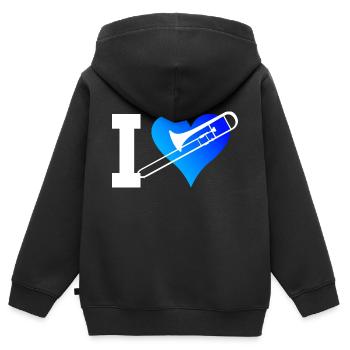 Trombonistes Brass Instrument Brass Band - Sweat Premium à capuche zippé enfant bio - noir - Dos - AI Model Kid Male (0cm)