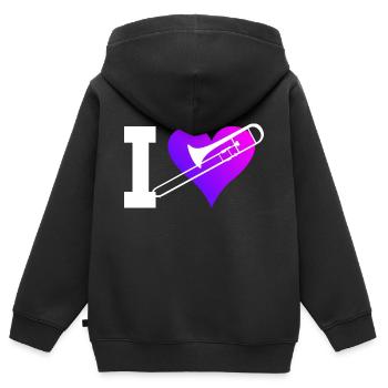 Posaune Posaunistin Posaunisten Blaskapelle - Kinder Premium Organic Zip Hoodie - Schwarz - Hinten - AI Model Kid Male (0cm)