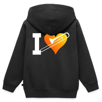 Posaunistin Herren Tenorposaune Blaskapelle - Kinder Premium Organic Zip Hoodie - Schwarz - Hinten - AI Model Kid Male (0cm)